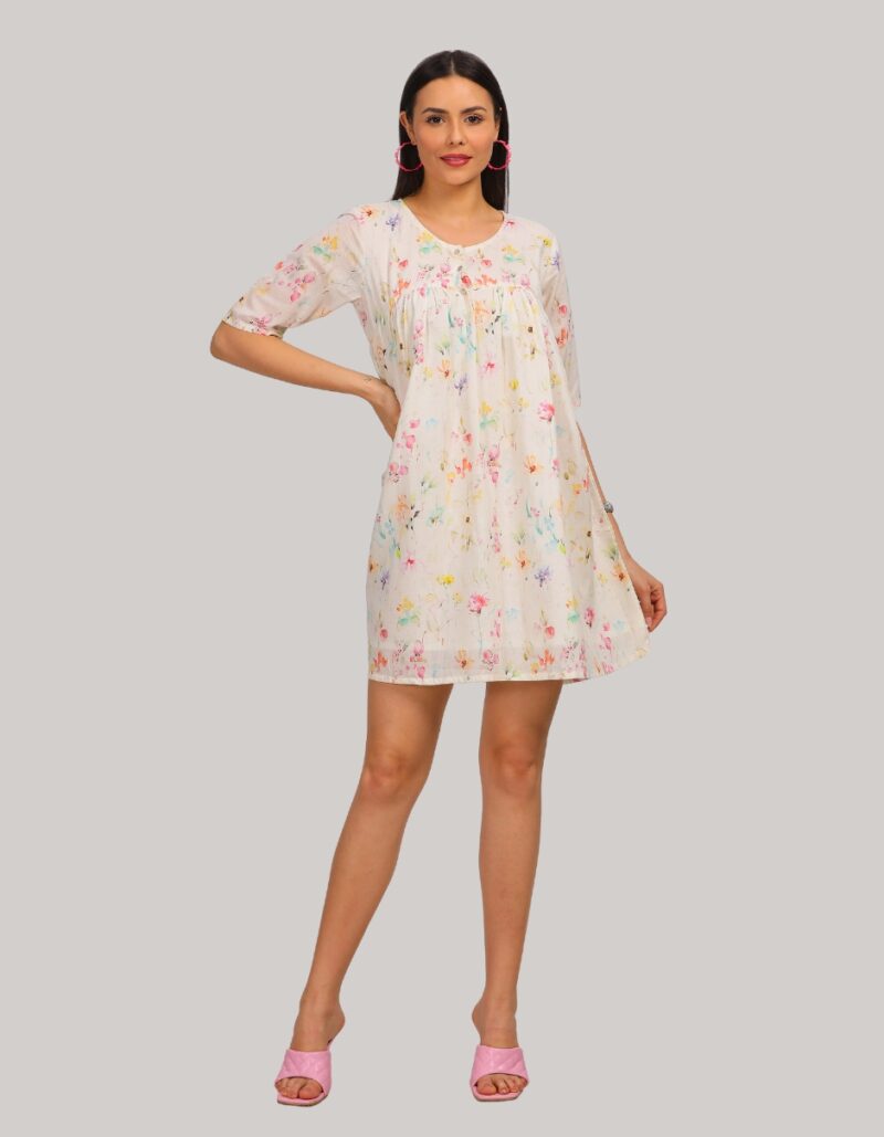 Shwetha Relaxed fit Short dresswith gentle gathers at the front and back-01